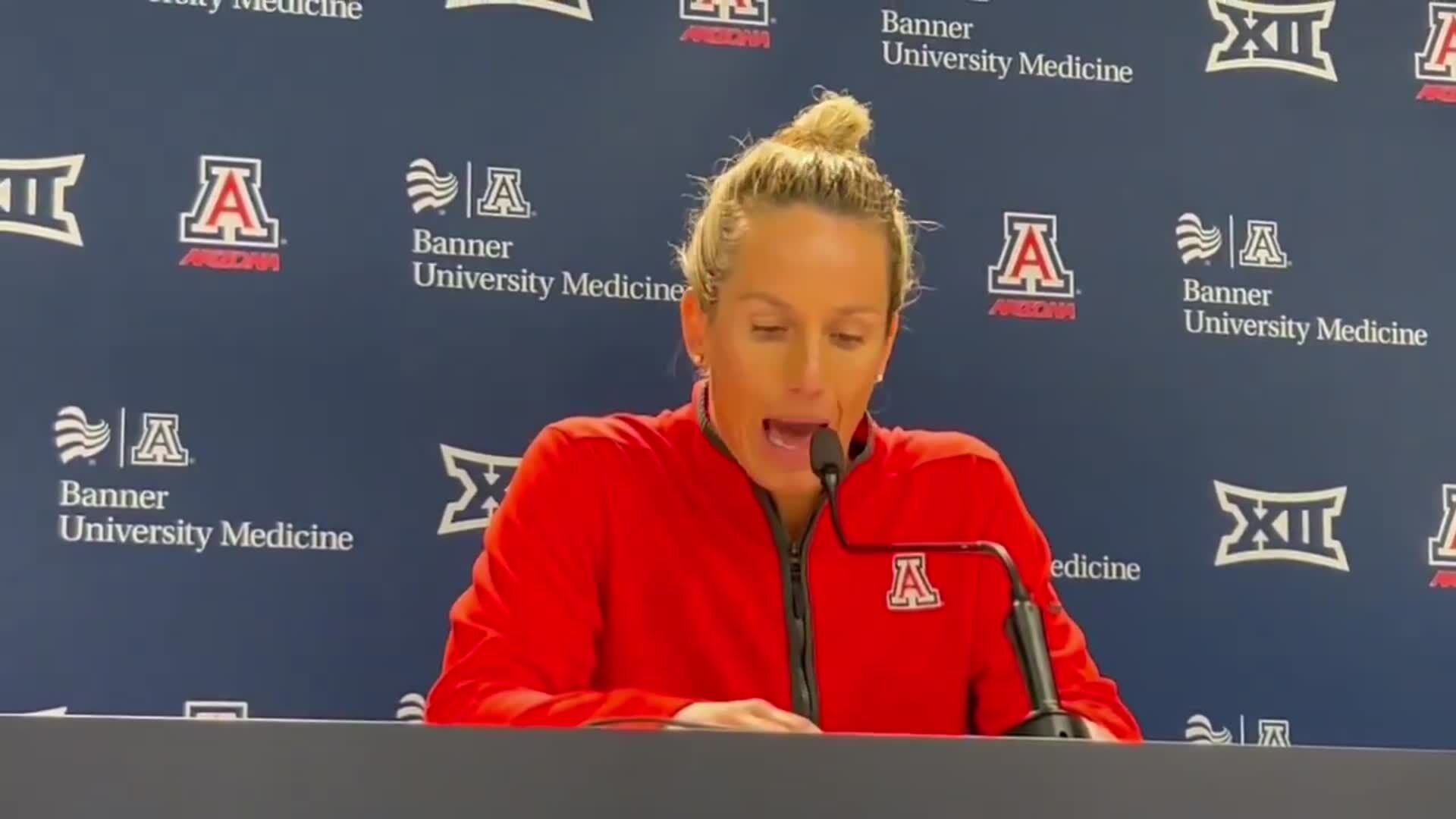 VIDEO: Becky Burke pleased with Arizona's response after exhibition victory